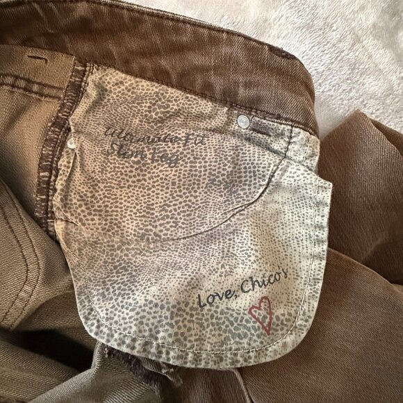Chicos Platinum Brown Straight-Leg Pants‎ Womens Size 2.5 Short (35x28) Casual - Picture 4 of 12